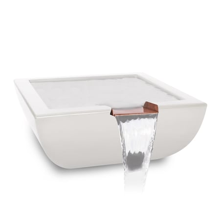 The Outdoor Plus 24 Square Avalon Water Bowl - Powder Coated Metal - White - OPT-24AVPCWO-WHT